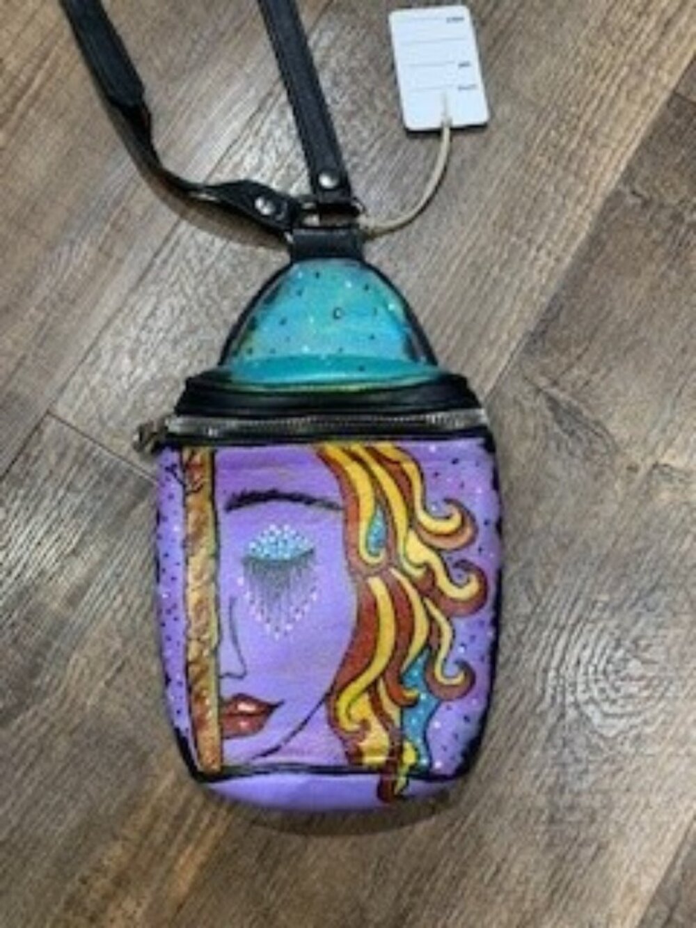 Ruby | "Klimpt" original handpainted black leather crossbody bag